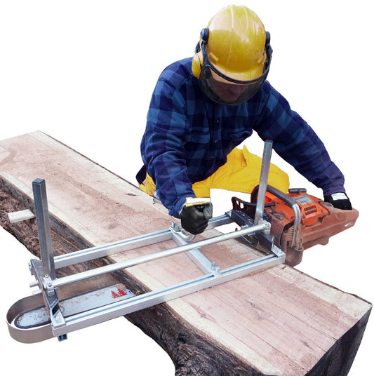 Heavy duty portable chainsaw sawmill by TheAlphaTrekking, with adjustable 14 to 36-inch cutting capacity and robust metal frame.