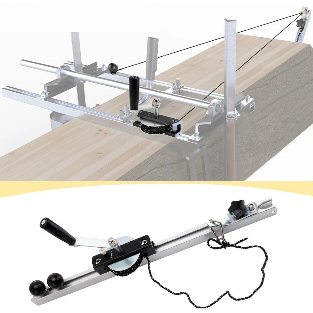 Heavy-duty winch kit for portable chainsaw sawmill, designed for smooth cutting control by TheAlphaTrekking.
