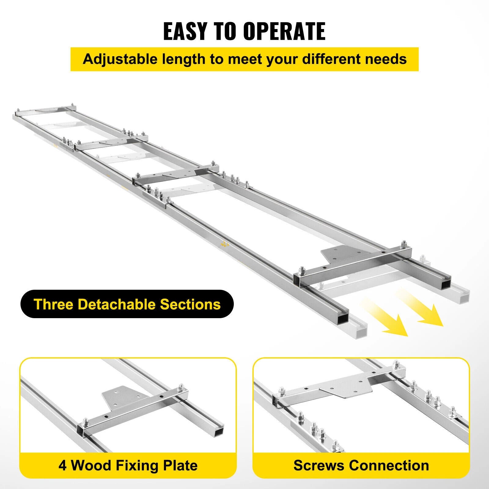 TheAlphaTrekking 14-36 inch heavy duty portable chainsaw mill with 12-foot aluminum milling rail system and two wedges.
