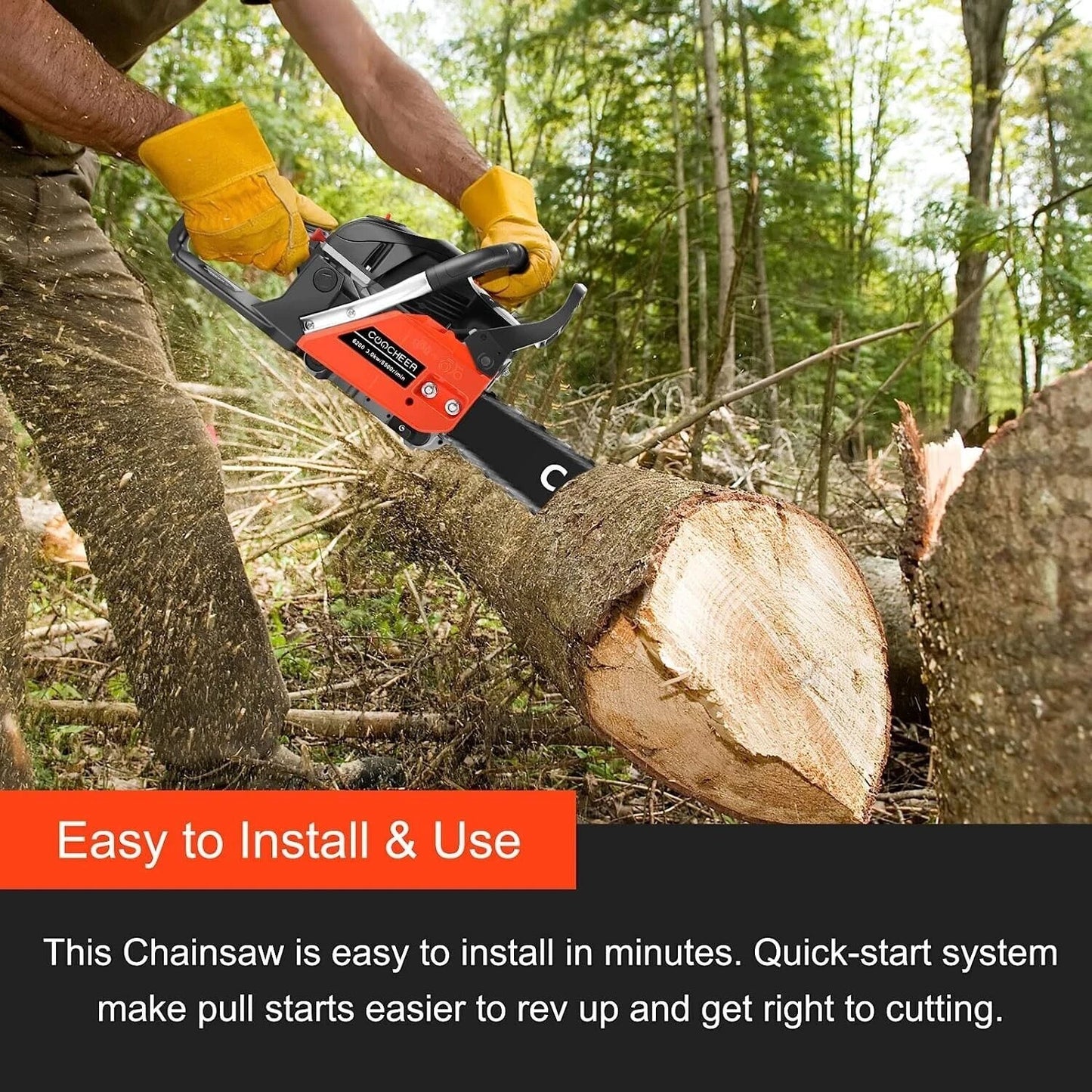 62cc 4.0HP Chainsaw 20" Bar Powered Engine 2 Cycle Gasoline Chain Saw