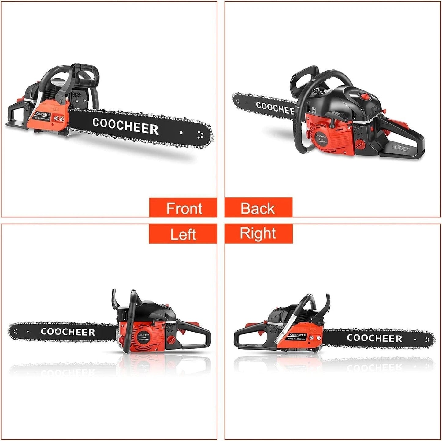62cc 4.0HP Chainsaw 20" Bar Powered Engine 2 Cycle Gasoline Chain Saw