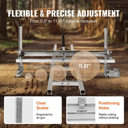 Heavy-duty Alaskan-style portable chainsaw sawmill with 14-48 inch capacity and 9, 12, 15-foot milling rail system by TheAlphaTrekking