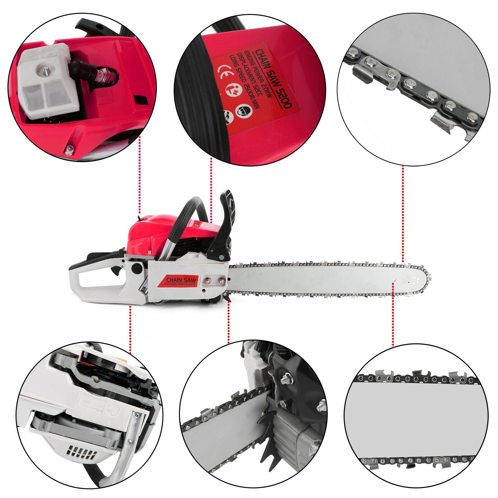 52cc Gas Chainsaw 20/22" Bar Gasoline Powered Chain Saw 2 Cycle Engine - TheAlphaTrekking