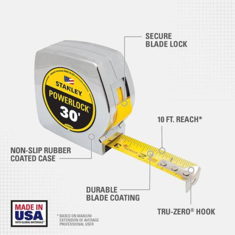 Carpenters 30 ft Heavy Duty Measuring Tool